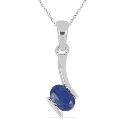 BUY REAL SWISS BLUE TOPAZ  SINGLE STONE PENDANT IN STERLING SILVER